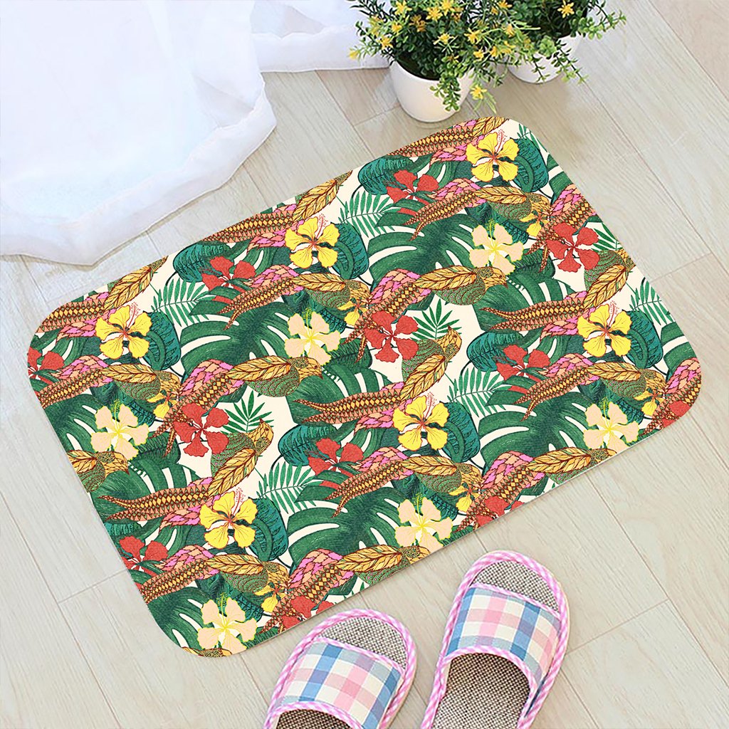 Hawaii Tropical Leaves Flowers And Birds Floral jungle Hawaii Door Mat - Polynesian Pride