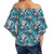 Hawaii Tropical Monstera Leaf Blue Women's Off Shoulder Wrap Waist Top - AH - Polynesian Pride