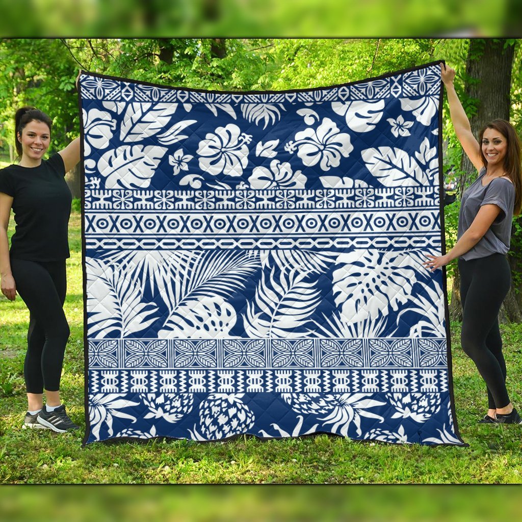 Hawaii Tropical Pattern Premium Quilts - AH Black - Polynesian Pride