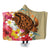 Hawaii Tropical Turtle Hibiscus And Plumeria Hooded Blanket - AH Hooded Blanket White - Polynesian Pride