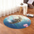 Hawaii Turtle And Jellyfish In Deep Sea Moana Round Carpet - AH - Polynesian Pride