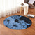 Hawaii Turtle Round Carpet Polynesian Hibiscus Art Blue - AH - Polynesian Pride