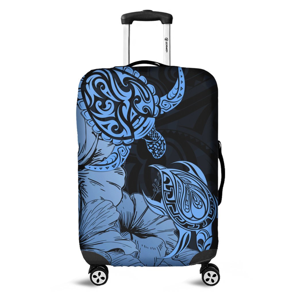 Hawaii Turtle Luggage Covers Polynesian Hibiscus Art Blue - AH Black - Polynesian Pride