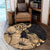 Hawaii Turtle Round Carpet Polynesian Hibiscus Art Gold - AH - Polynesian Pride