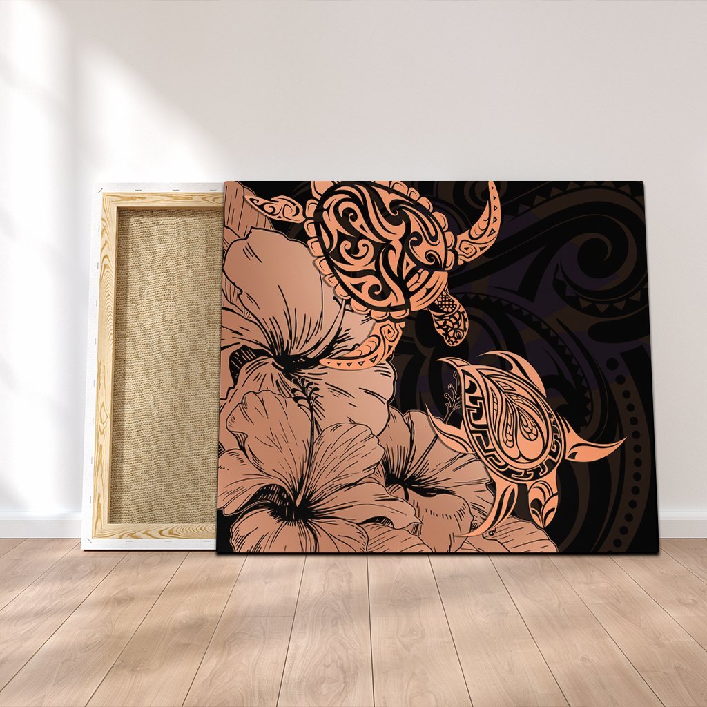 Hawaii Turtle Canvas Polynesian Hibiscus Art Organe - AH Canvas Poly-cotton - Polynesian Pride