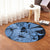 Hawaii Turtle Round Carpet Polynesian Hibiscus Art Ver 2.0 Blue - AH - Polynesian Pride