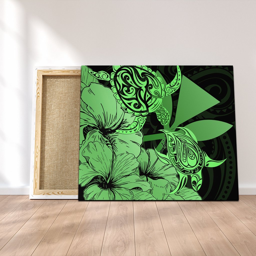 Hawaii Turtle Canvas Polynesian Hibiscus Art Ver 2.0 Green - AH Canvas Poly-cotton - Polynesian Pride