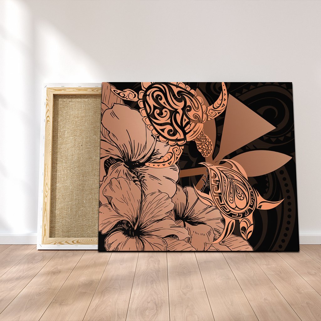 Hawaii Turtle Canvas Polynesian Hibiscus Art Ver 2.0 Orange - AH Canvas Poly-cotton - Polynesian Pride