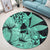 Hawaii Turtle Round Carpet Polynesian Hibiscus Art Ver 2.0 Turquoise - AH - Polynesian Pride