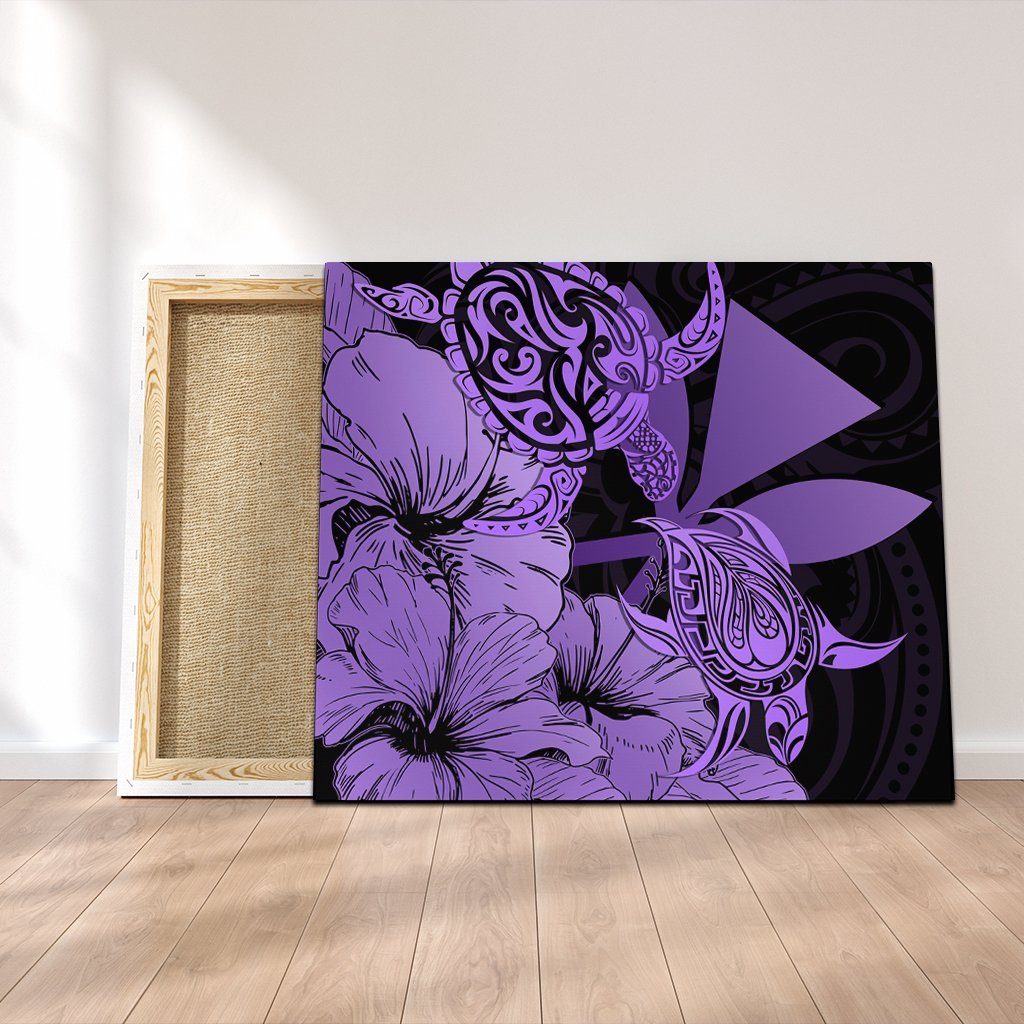 Hawaii Turtle Canvas Polynesian Hibiscus Art Ver 2.0 Violet - AH Canvas Poly-cotton - Polynesian Pride