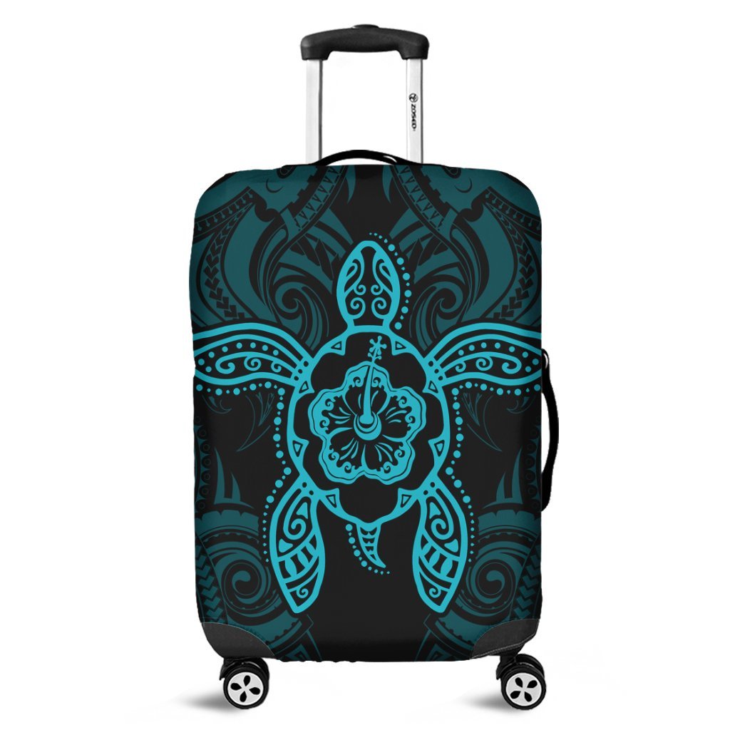 Hawaii Turtle Fixed Blue Luggage Covers AH Black - Polynesian Pride