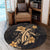 Hawaii Turtle Flower Polynesian Round Carpet - Gold - AH - Polynesian Pride