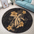 Hawaii Turtle Flower Polynesian Round Carpet - Gold - AH - Polynesian Pride