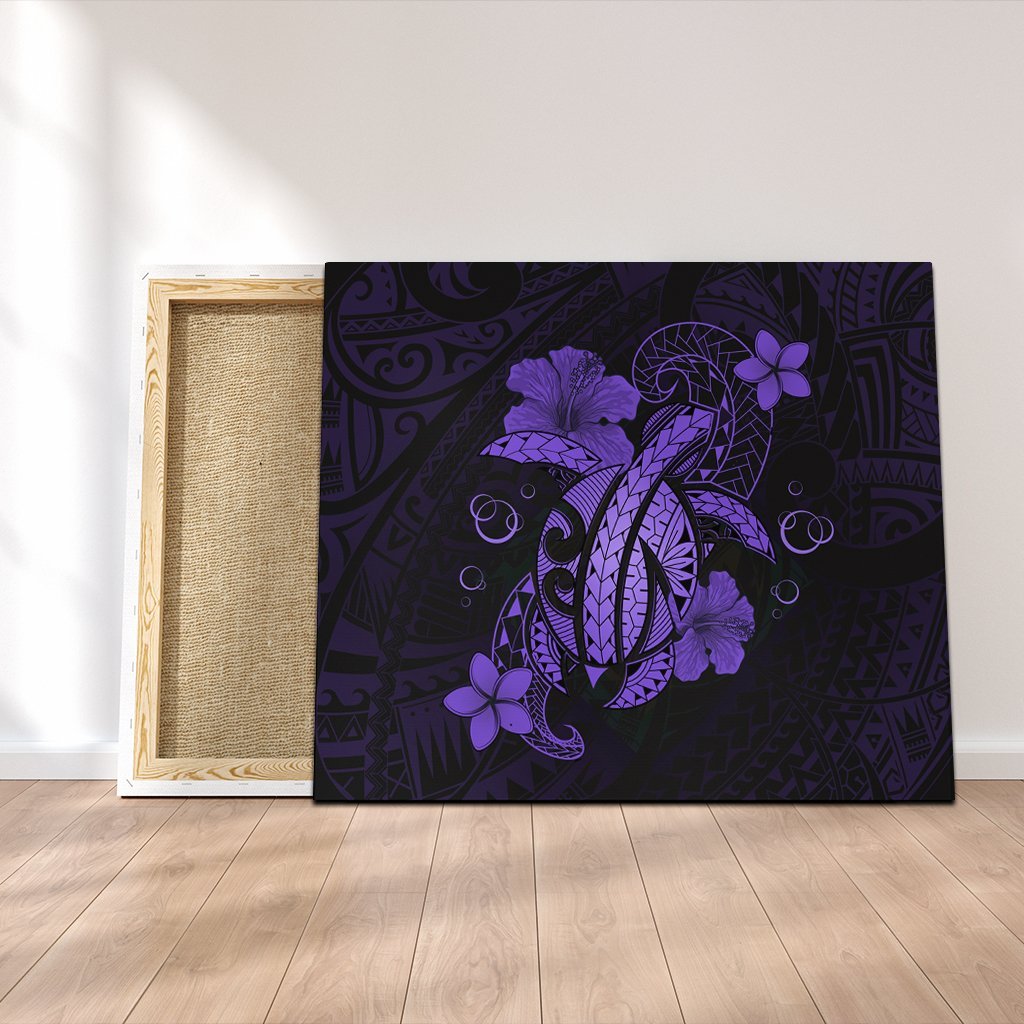 Hawaii Turtle Flower Polynesian Canvas - Purple - AH Canvas Poly-cotton - Polynesian Pride