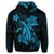 Hawaiian Turtle Flower Polynesian Hoodie Turquoise - Polynesian Pride