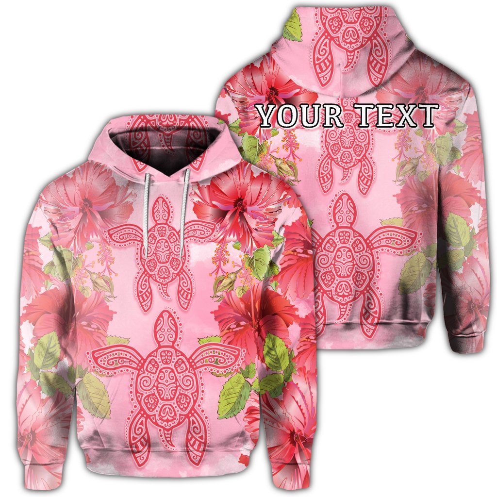 Custom Hawaii Turtle Hibiscus Hoodie Pink Style Unisex Art - Polynesian Pride