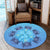 Hawaii Turtle Hibiscus Blue Round Carpet - AH - Polynesian Pride