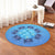 Hawaii Turtle Hibiscus Blue Round Carpet - AH - Polynesian Pride