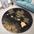 Hawaii Turtle Hibiscus Map Polynesian Round Carpet Gold - AH - Polynesian Pride