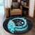 Hawaii Turtle Hibiscus Map Polynesian Round Carpet Turquoise - AH - Polynesian Pride