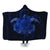 Hawaii Turtle Hibiscus Polynesian Hooded Blanket - Full Style - Blue - AH Hooded Blanket White - Polynesian Pride