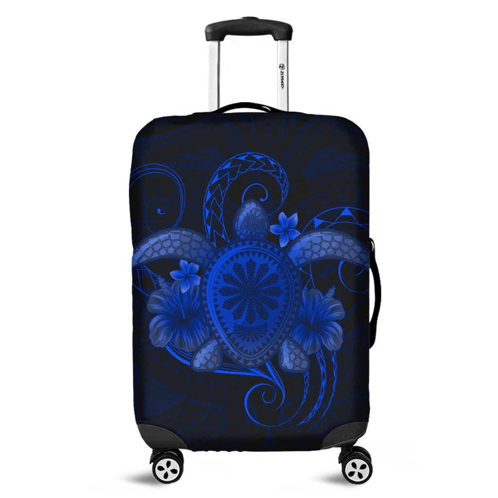 Hawaii Turtle Hibiscus Polynesian Luggage Covers - Full Style - Blue - AH Black - Polynesian Pride