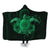 Hawaii Turtle Hibiscus Polynesian Hooded Blanket - Full Style - Green - AH Hooded Blanket White - Polynesian Pride