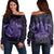 Hawaii Turtle Hibiscus Polynesian Women's Off Shoulder Sweater - Full Style - Purple - AH Black - Polynesian Pride