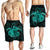 Hawaii Turtle Hibiscus Polynesian Men's Shorts - Full Style - Turquoise - AH - Polynesian Pride