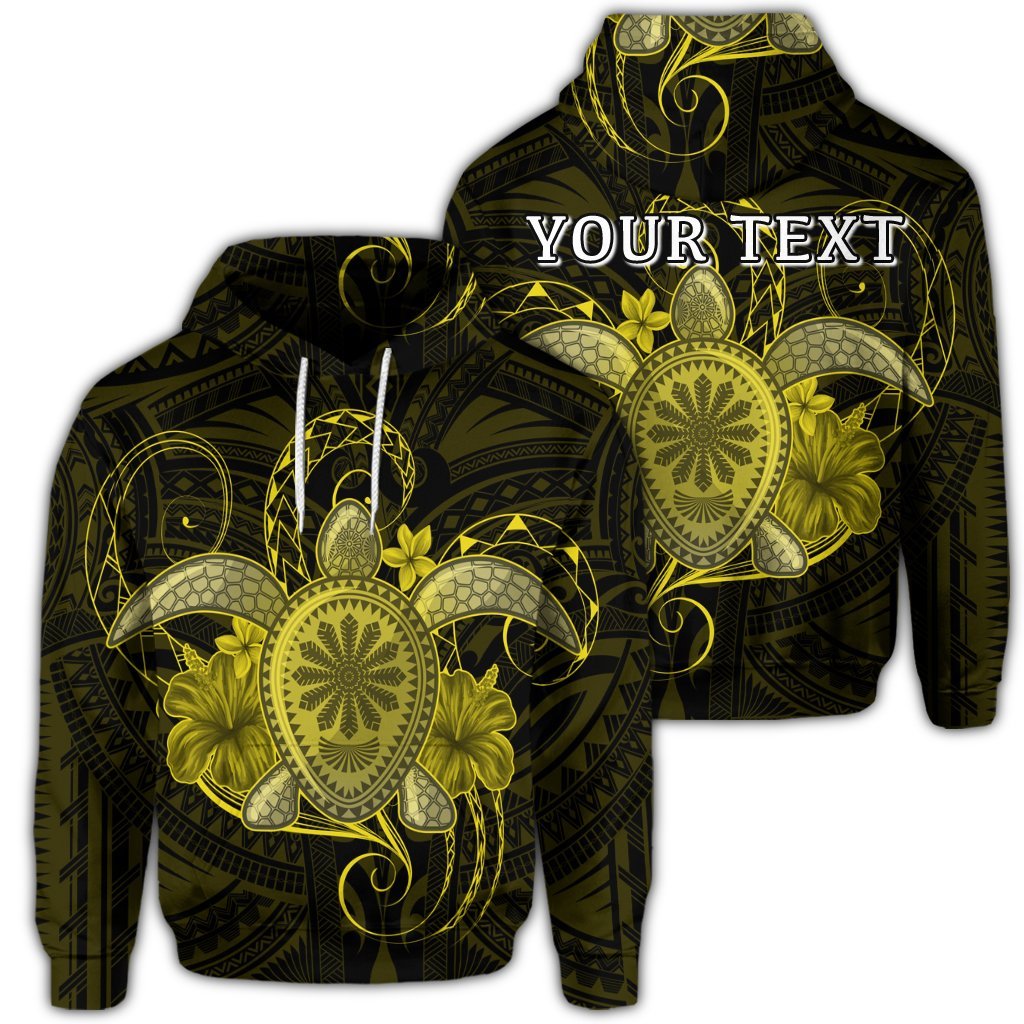 Custom Hawaii Turtle Hibiscus Polynesian Hoodie Full Style Yellow Unisex Art - Polynesian Pride