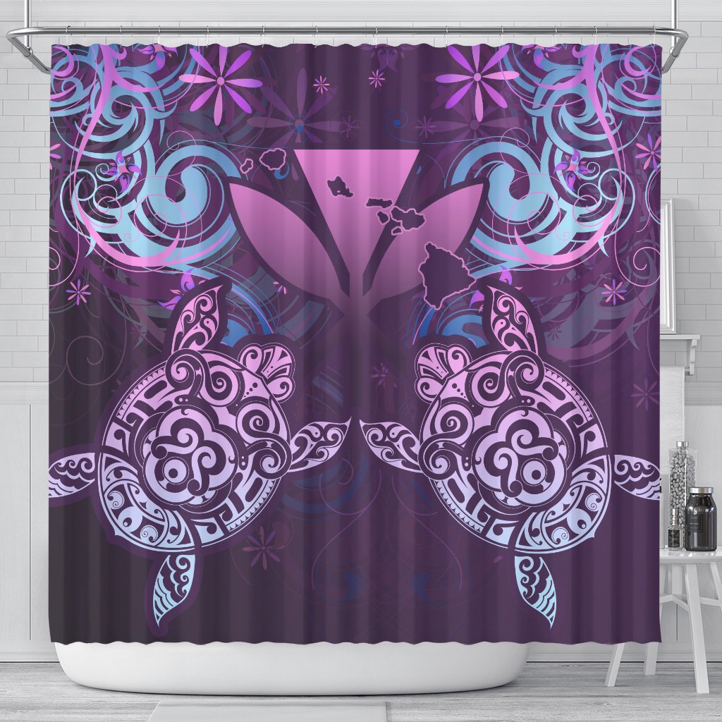 Hawaii Turtle Kanaka Maoli Shower Curtain - Tea Style - AH 177 x 172 (cm) Purple - Polynesian Pride