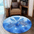 Hawaii Turtle Kanaka Plumeria Polynesian Round Carpet Blue - AH - Polynesian Pride