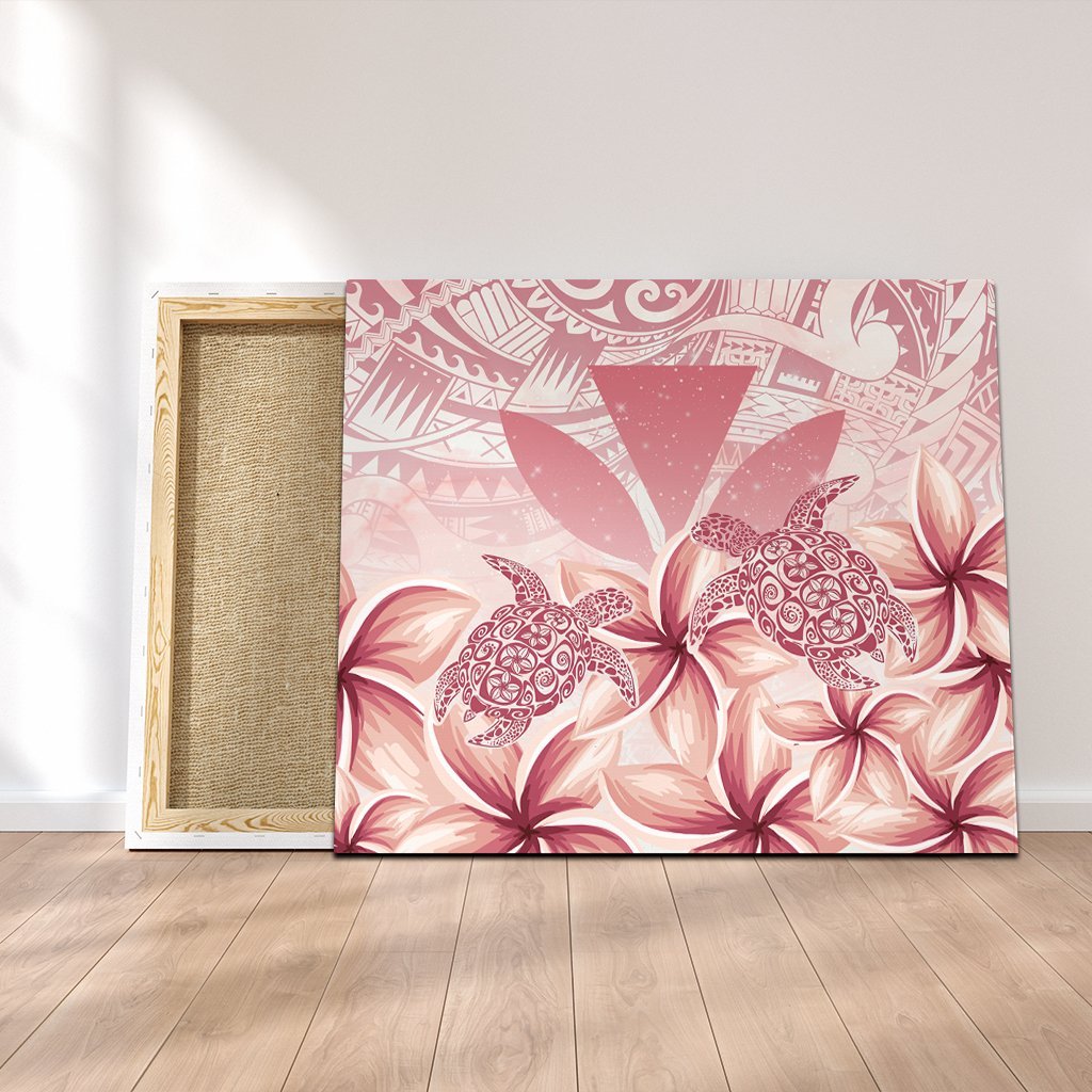 Hawaii Turtle Kanaka Plumeria Polynesian Canvas Pink - AH Canvas Poly-cotton - Polynesian Pride