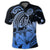 Hawaii Turtle Map Polynesian Polo Shirt Safety Blue - Polynesian Pride