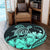 Hawaii Turtle Map Polynesian Round Carpet Safety Turquoise - AH - Polynesian Pride