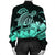 Hawaii Turtle Map Polynesian Bomber Jacket Safety Turquoise - AH - Polynesian Pride