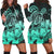 Hawaii Turtle Map Polynesian Hoodie Dress Safety Turquoise - AH Black - Polynesian Pride