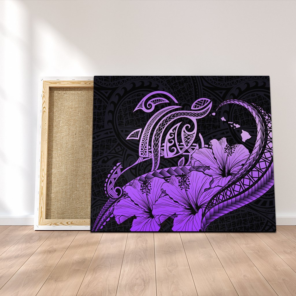 Hawaii Turtle Map Polynesian Canvas Safety Violet 2 - AH Canvas Poly-cotton - Polynesian Pride