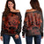 Hawaii Turtle Ohana Hibiscus Poly Women's Off Shoulder Sweater - Orange - AH Black - Polynesian Pride