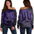 Hawaii Turtle Ohana Hibiscus Poly Women's Off Shoulder Sweater - Purple - AH Black - Polynesian Pride