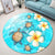 Hawaii Turtle Plumeria Coat Of Arm Ocean Round Carpet - AH - Polynesian Pride