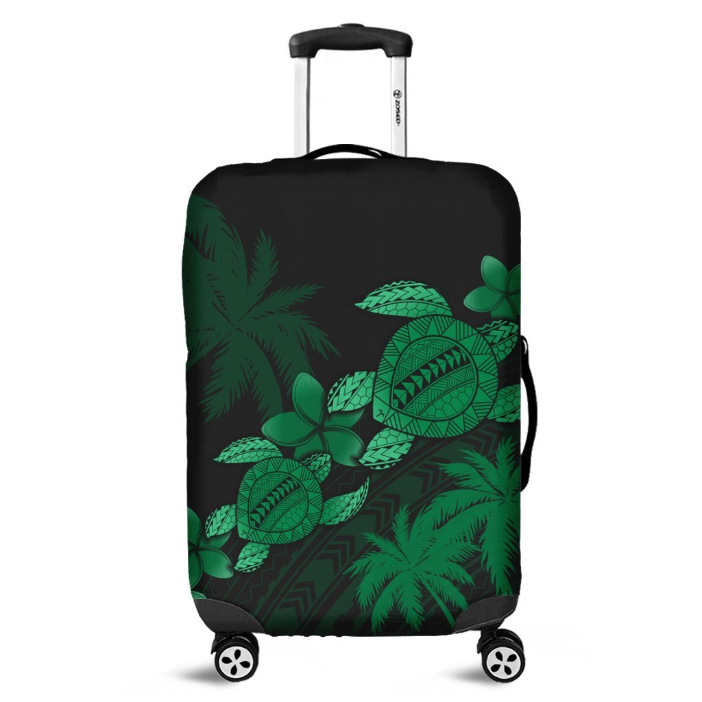 Hawaii Turtle Plumeria Coconut Tree Polynesian Luggage Covers - Green - AH Black - Polynesian Pride