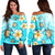 Hawaii Turtle Plumeria Ocean Women's Off Shoulder Sweater - AH Black - Polynesian Pride