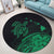 Hawaii Turtle Polynesian Map Plumeria Round Carpet Green - AH - Polynesian Pride