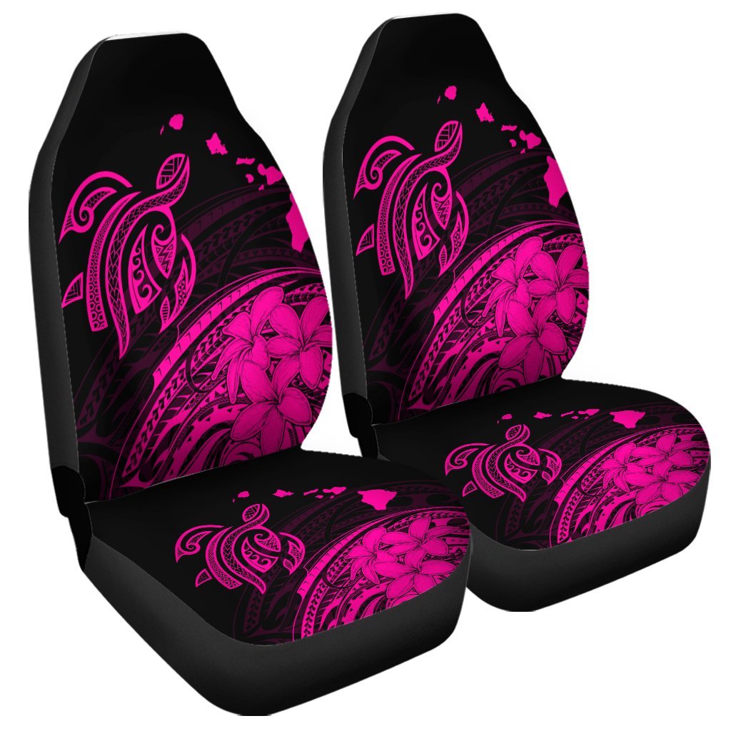 Hawaii Turtle Polynesian Map Plumeria Car Seat Covers Pink - AH One Size Black - Polynesian Pride