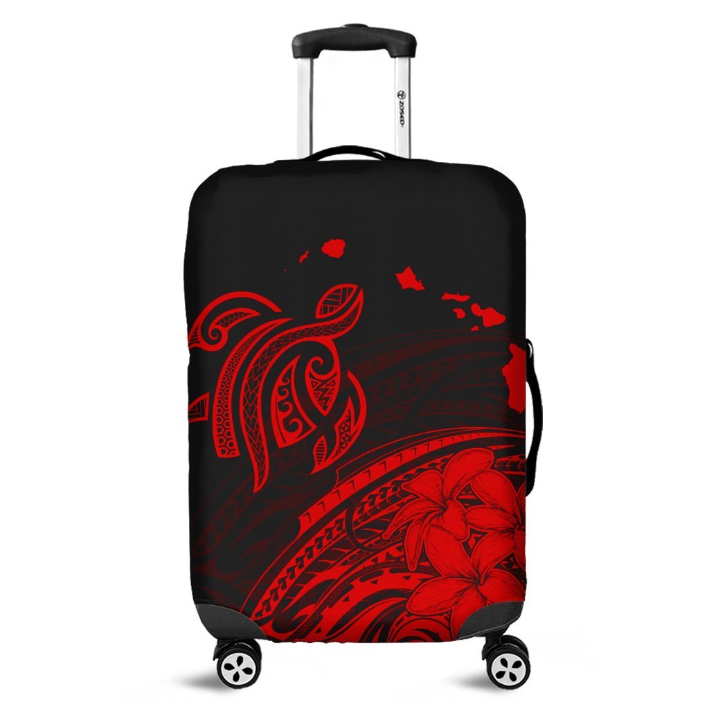 Hawaii Turtle Polynesian Map Plumeria Luggage Covers Red - AH Black - Polynesian Pride