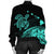 Hawaii Turtle Polynesian Map Plumeria Bomber Jacket Turquoise - AH - Polynesian Pride