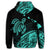 Hawaiian Turtle Polynesian Map Plumeria Hoodie Turquoise - Polynesian Pride