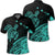 Hawaii Turtle Polynesian Map Plumeria Polo Shirt Turquoise Unisex Black - Polynesian Pride