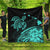 Hawaii Turtle Polynesian Map Plumeria Premium Quilts Turquoise - AH Black - Polynesian Pride